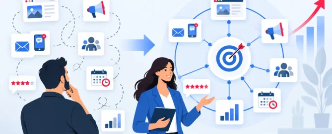 Digital marketing consultant connecting website, CRM, follow-up, reviews, scheduling, and analytics into one growth system